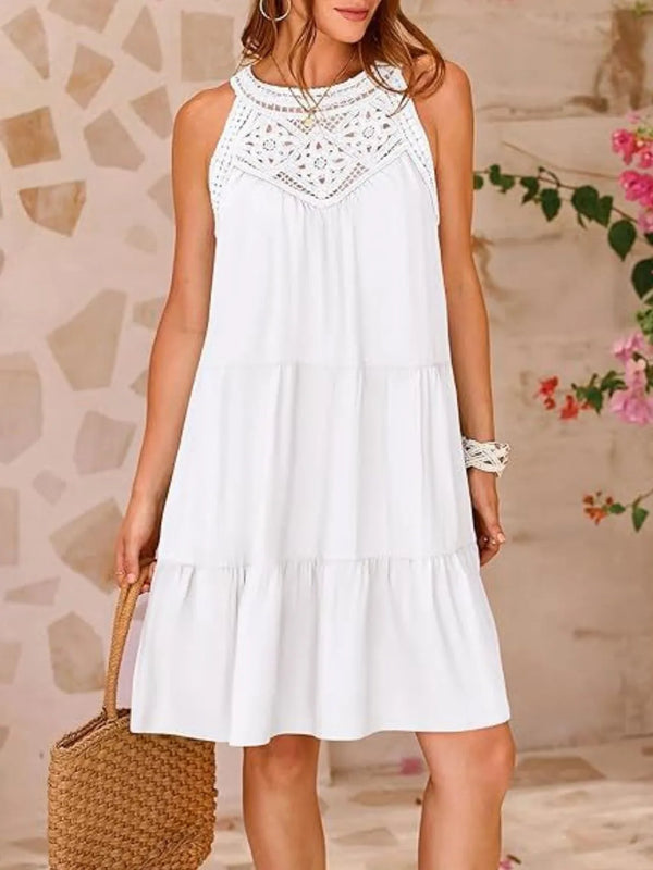 ruffled-hem-lace-sleeveless-dress OhSoStyled - Sophia's Style in Dark Blue-1
